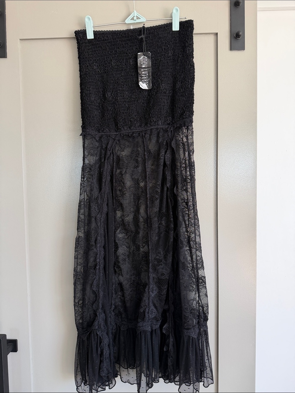 Strapless Black Lace Midi Dress or Maxi Skirt